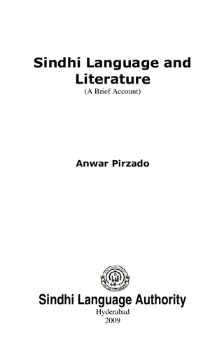 Sindhi Language and Literature (A Brief Account)