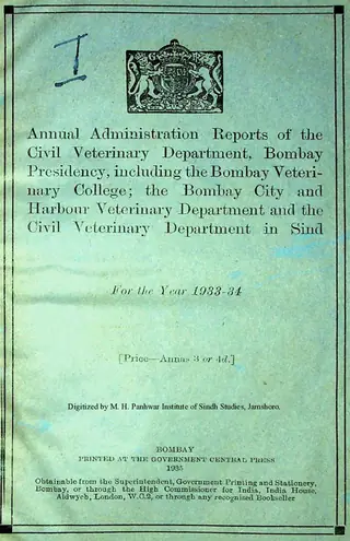 Annual Admin Reports of the Civil Veterinary Department, Bombay Presidency... 1933-34