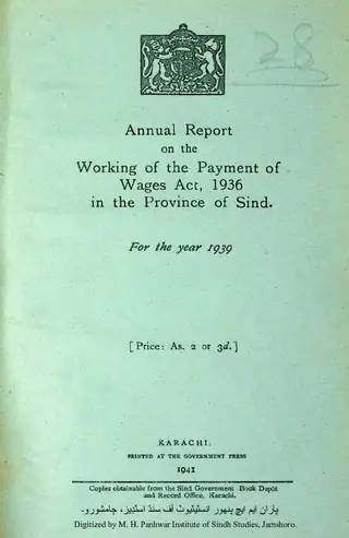 پيمينٽ آف دي ويجس ايڪٽ، 1936 ان دي پراونس آف سنڌ 1939