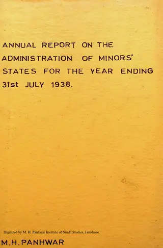 Annual Report on the Administration of Minors' Estates for the Year Ending 31st July 1938