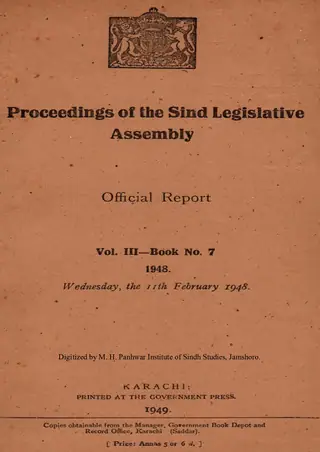 Proceedings of the Sindh Legislative Assembly (Volume 3, Number 7, 1948)