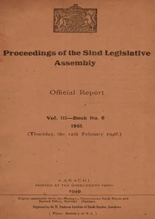 Proceedings of the Sindh Legislative Assembly (Volume 3, Number 8, 1948)