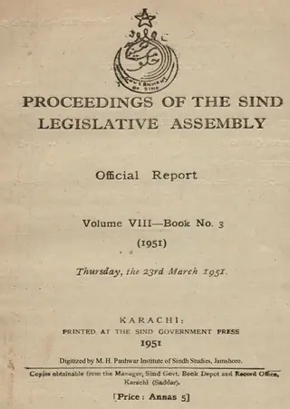 Proceedings of the Sindh Legislative Assembly (Volume 8, Number 3, 1951)
