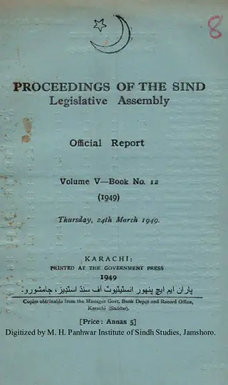 Proceedings of the Sindh Legislative Assembly (Volume 5, Number 12, 1949)