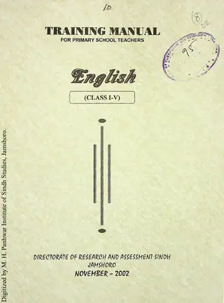 Training Manual For Primary School Teachers (English Class I-V)