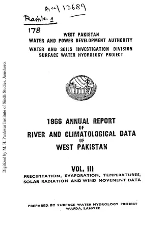 Annual Report of River and Climatological Data of West Pakistan (Volume 3, 1968)