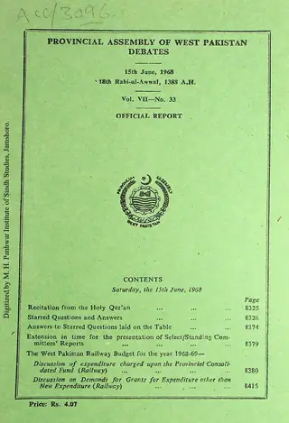 Provincial Assembly of West Pakistan Debates (Volume 7, Number 33, 1965)