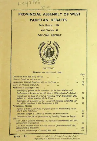 Provincial Assembly of West Pakistan Debates (Volume 5, Number 55, 1964)
