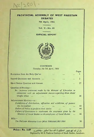 Provincial Assembly of West Pakistan Debates (Volume 5, Number 63, 1964)