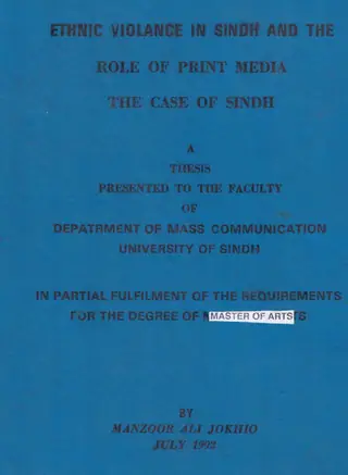 Ethnic Violence In Sindh And The Role Of Print Media