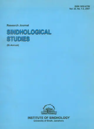 Sindhological Studies, 2007, Vol. 23