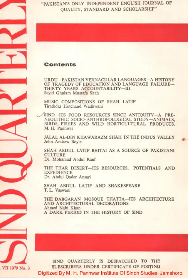 Sindh Quarterly (Volume 7, Number 3, 1979)