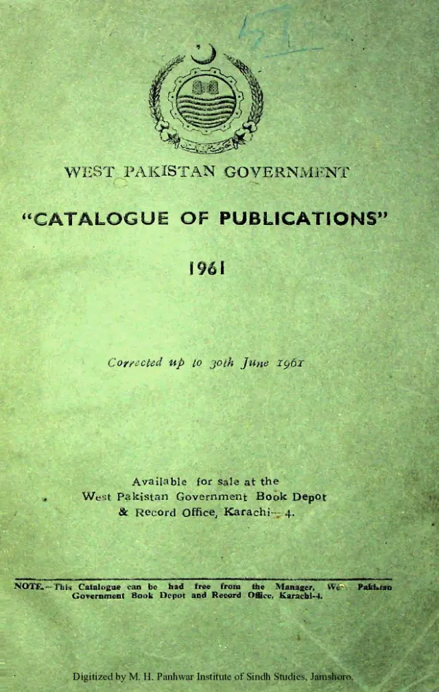West Pakistan Government Catalogue of Publications