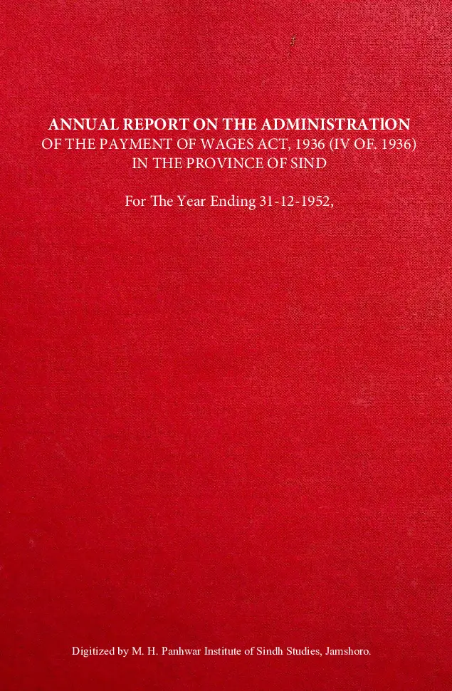 Payment of Wages Act, (4 of 1936), Sindh 1952