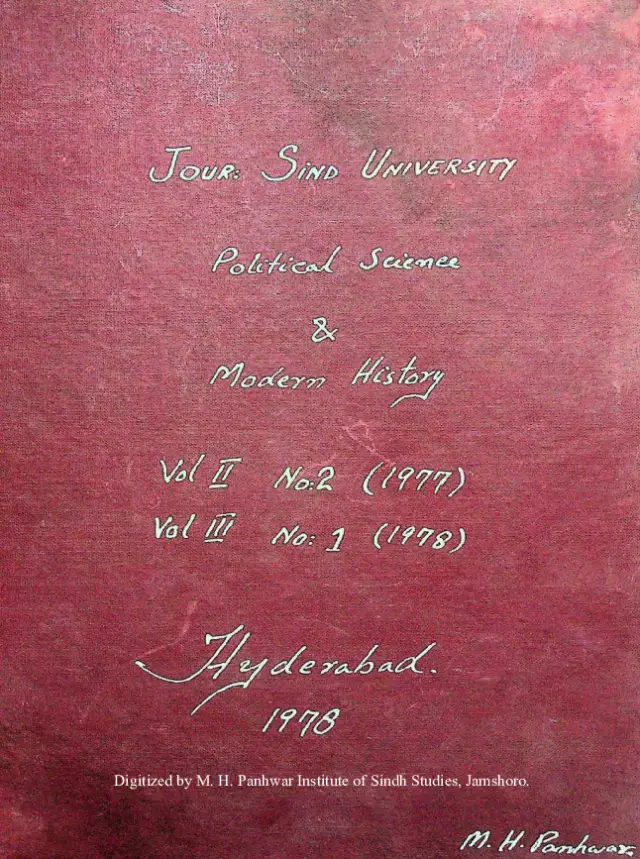 Sindh Journal of Political Science and Modern History (Volume 2-3, Number 2-1, 1977-1978)