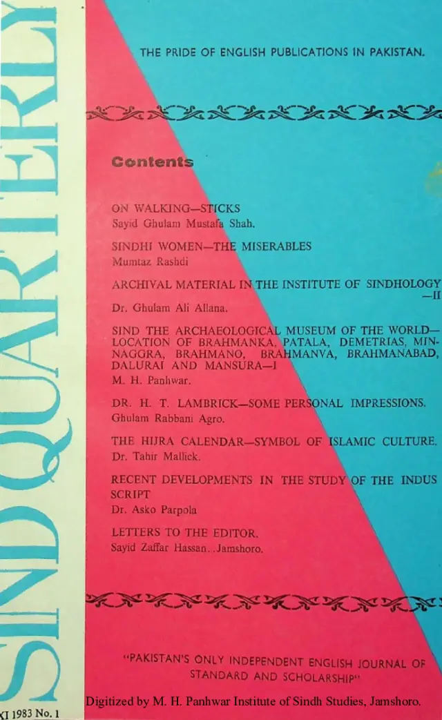 Sindh Quarterly (Volume 11, Number 1, 1983)