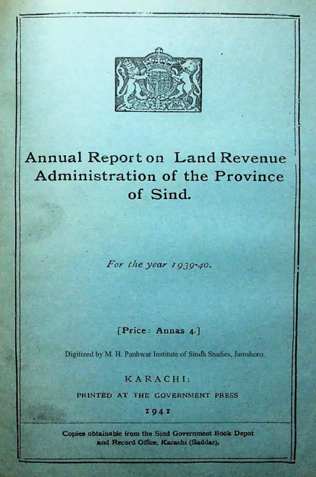 Annual Report of Land Revenue Administration of the Province of Sindh 1939-40