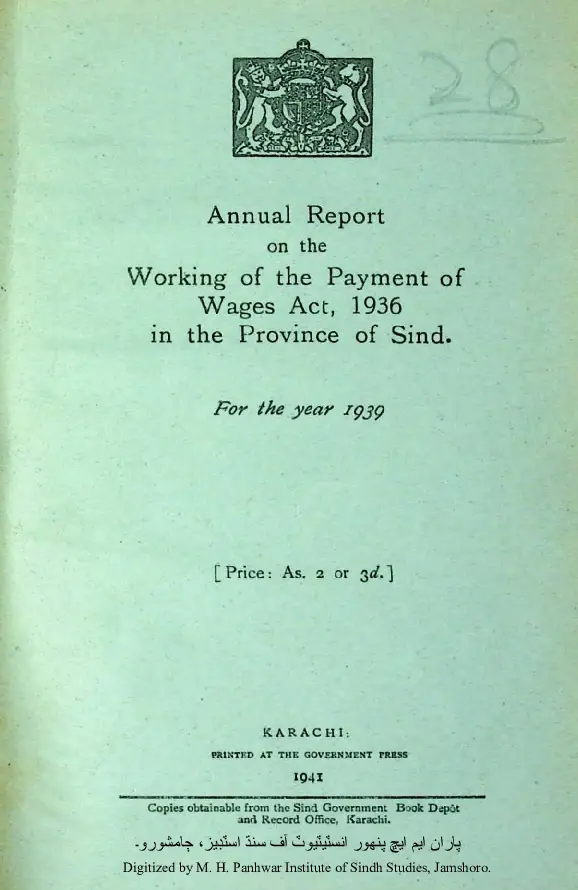 Payment of Wages Act, 1936 in the Province of Sindh 1939