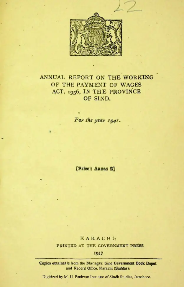 Payment of the Wages Act, 1936, in the Province of Sindh 1941