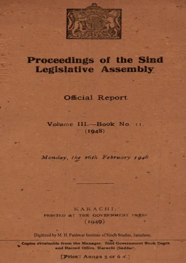 Proceedings of the Sindh Legislative Assembly (Volume 3, Number 11, 1948)