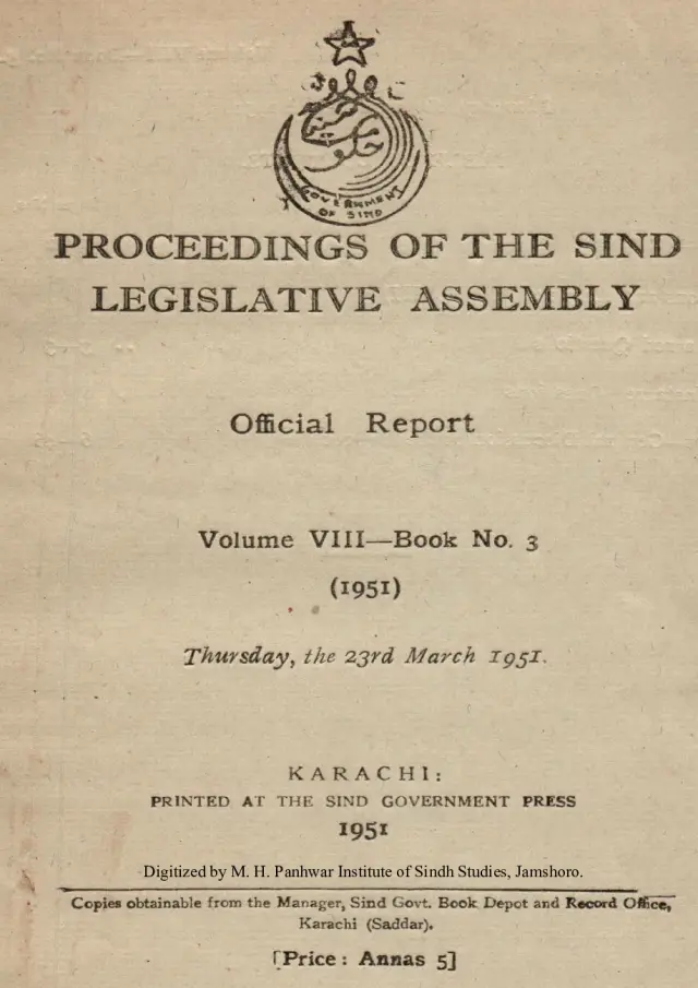 Proceedings of the Sindh Legislative Assembly (Volume 8, Number 3, 1951)