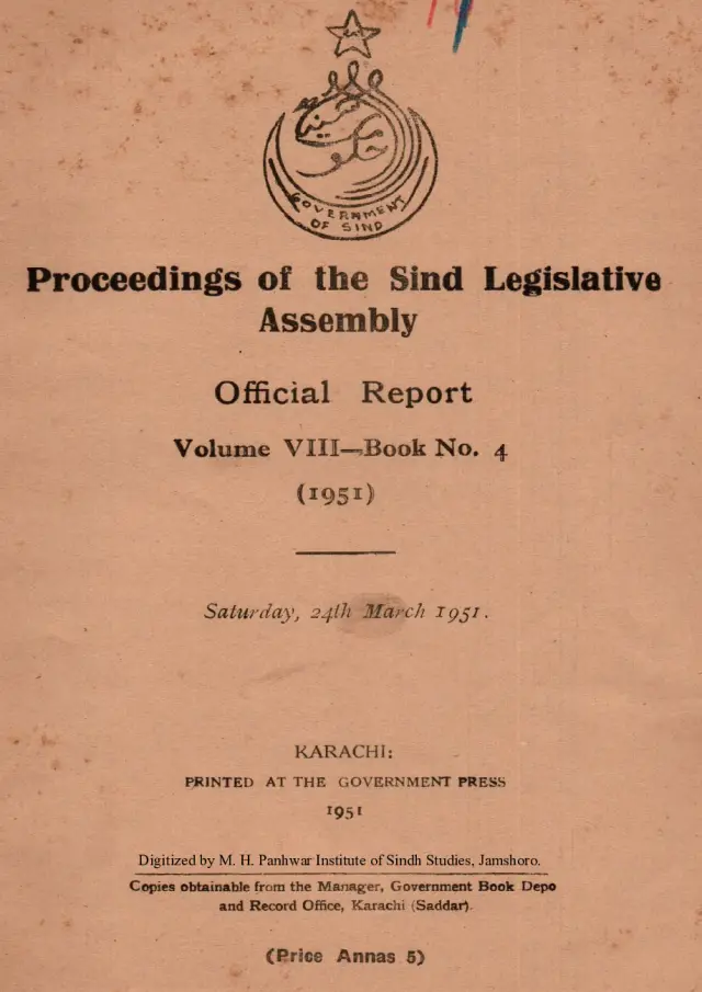 Proceedings of the Sindh Legislative Assembly (Volume 8, Number 4, 1951)