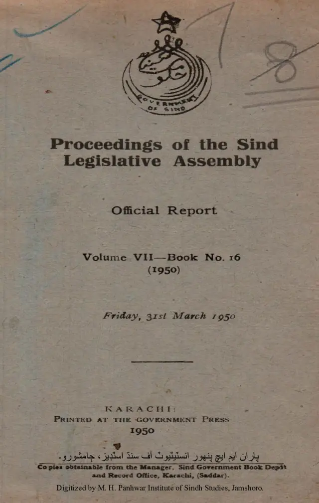 Proceedings of the Sindh Legislative Assembly (Volume 7, Number 16, 1950)