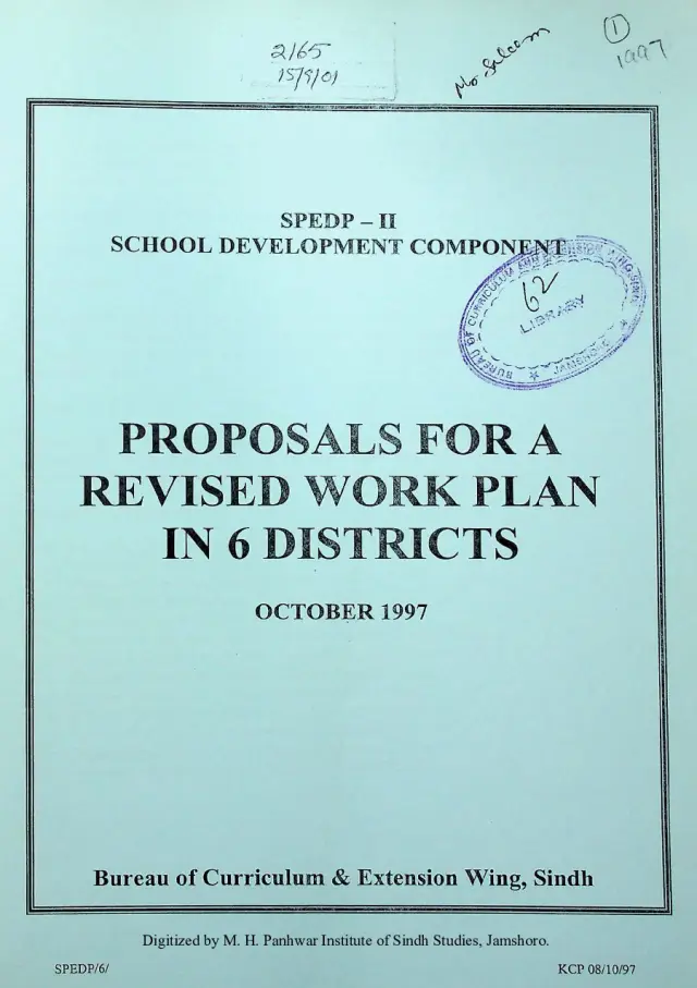 Proposals for a Revised Work Plan in 6 Districts