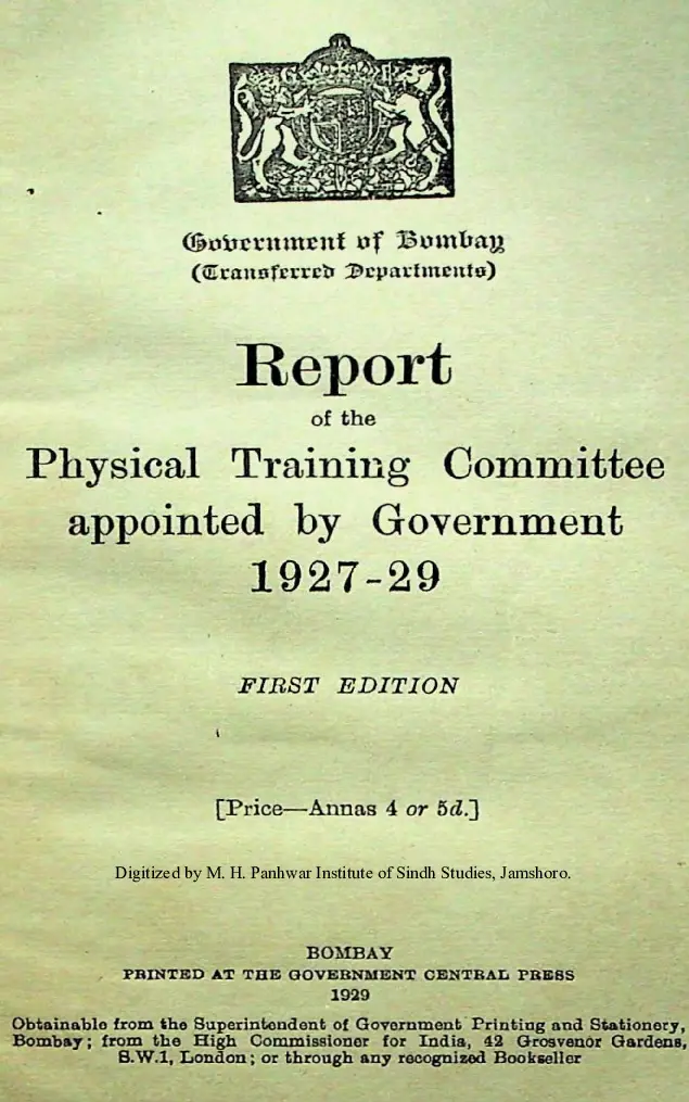Report of the Physical Training Committee Appointed by Government 1927-29