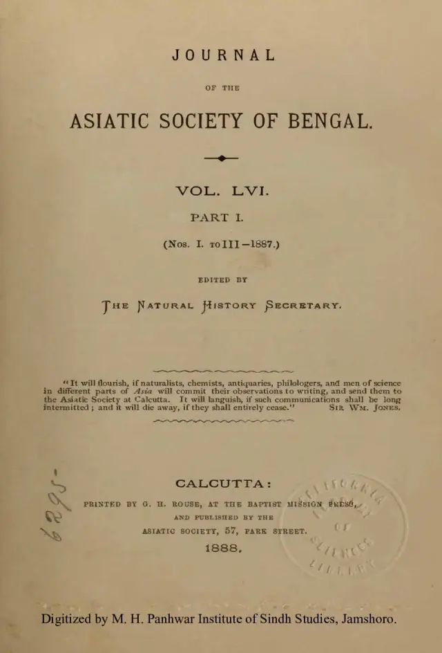 Journal of the Asiatic Society of Bengal (Volume 56, Part 1, Number 1-3, 1888)