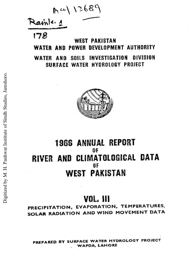 Annual Report of River and Climatological Data of West Pakistan (Volume 3, 1968)